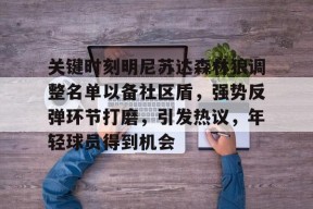 九游体育-包含关键时刻明尼苏达森林狼调整名单以备社区盾，强势反弹环节打磨，引发热议，年轻球员得到机会的词条